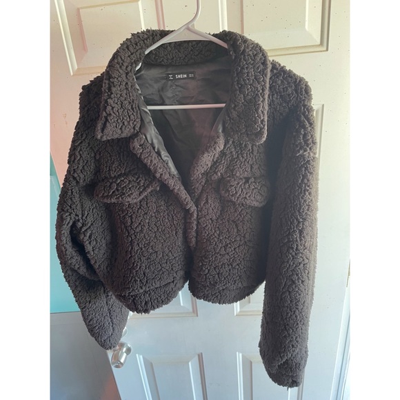 SHEIN Button Teddy Jacket (Black) (XL) - Picture 2 of 6